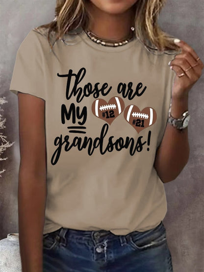 Women's Those Are My Grandsons Football  Casual T-Shirt