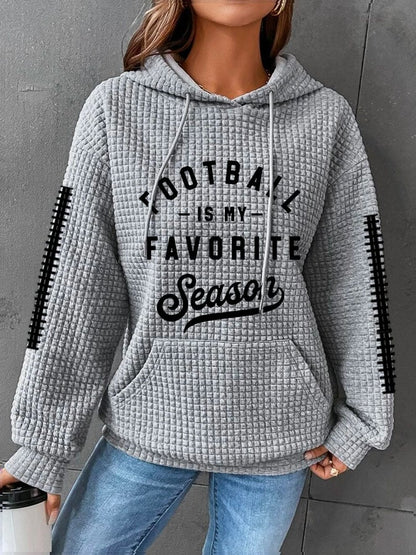 🔥Buy 2 Get 5% Off🔥Women's Football Fans Lovers Football Is My Favorite Season Casual Waffle Hoodie