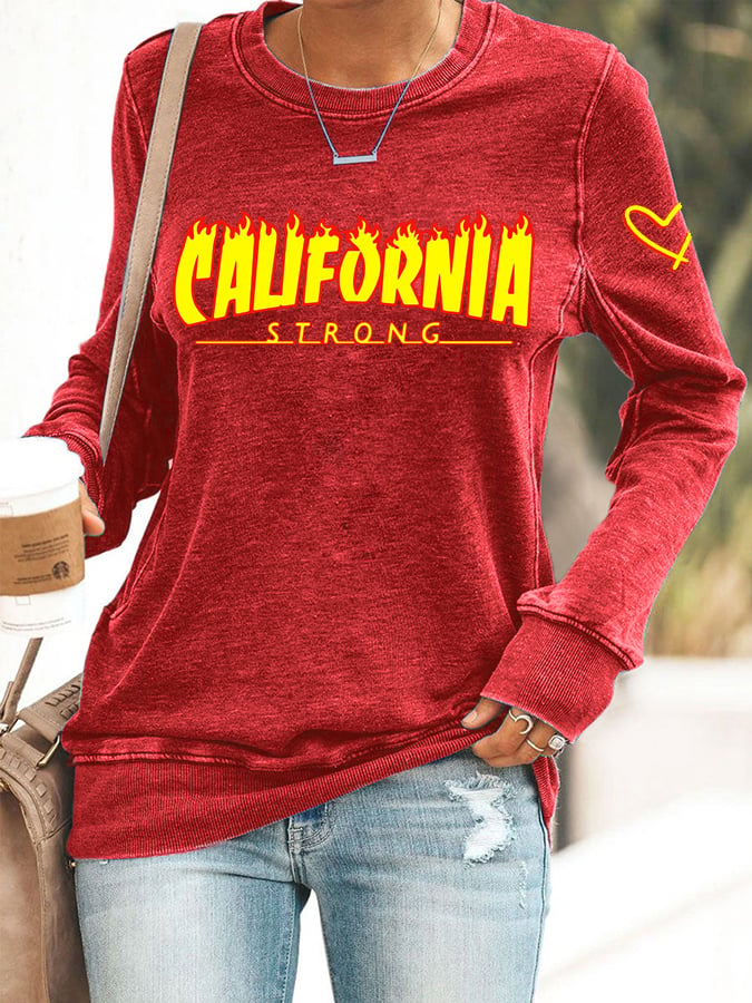 Women's California Strong Print Crewneck Sweatshirt