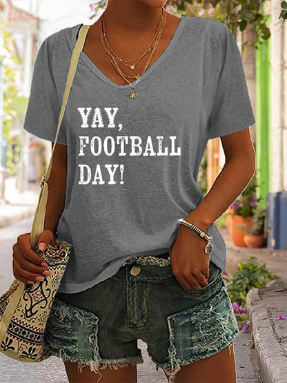 🔥Buy 2 Get 5% Off🔥Women's Yay Football Day Print T-Shirt