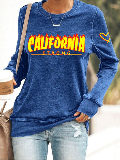 Women's California Strong Print Crewneck Sweatshirt