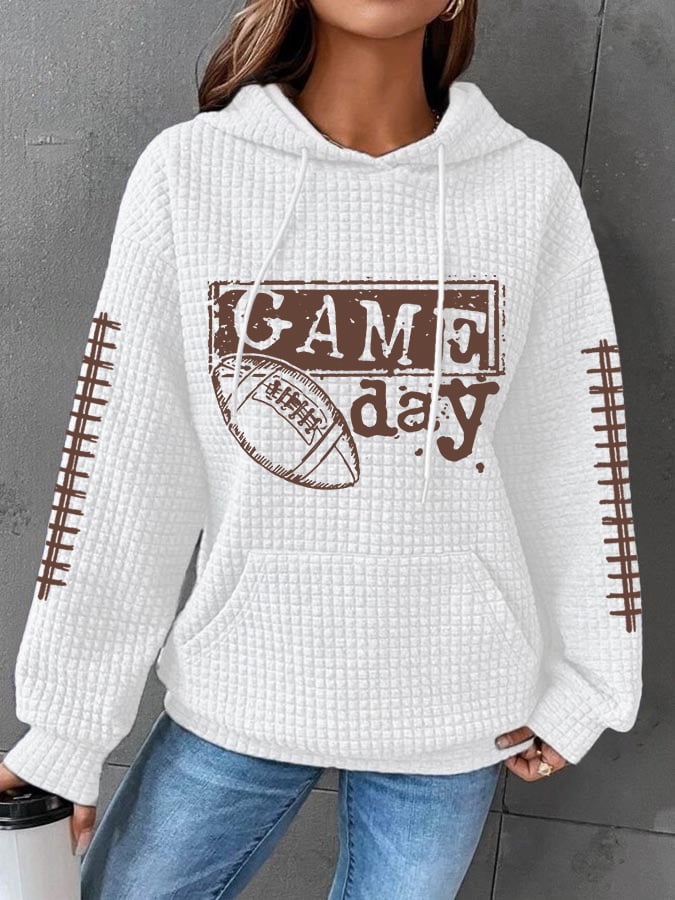 🔥Buy 2 Get 5% Off🔥Women's Football Fans Lovers Gameday Casual Waffle Hoodie