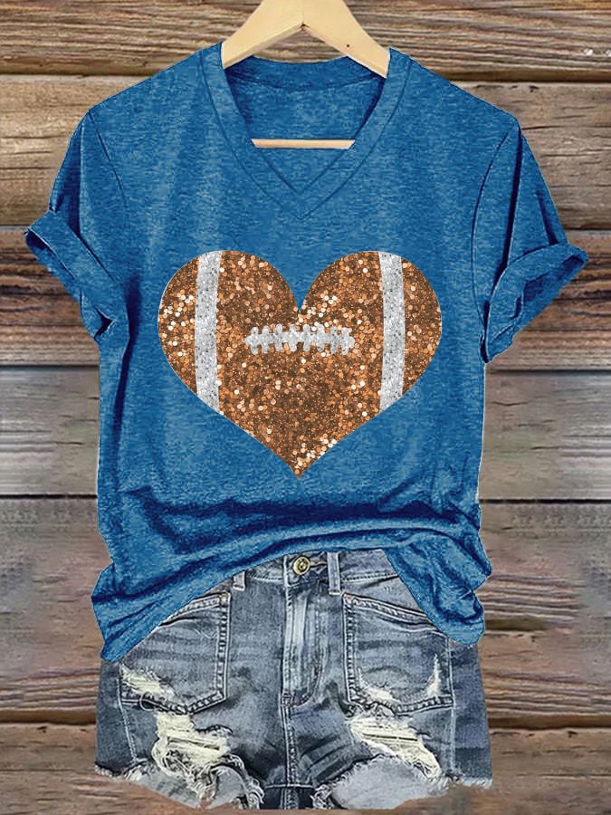 🔥Buy 2 Get 5% Off🔥Women's Sequined Football Print Casual T-Shirt