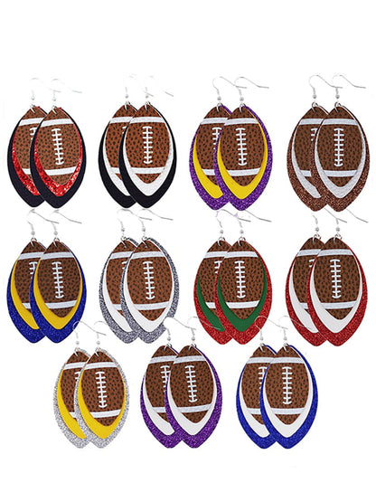 Rugby Drop Leather Earrings