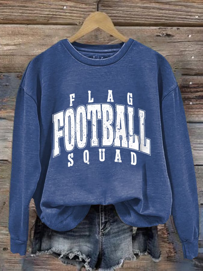 Retro Flag Football Squad Print Sweatshirt