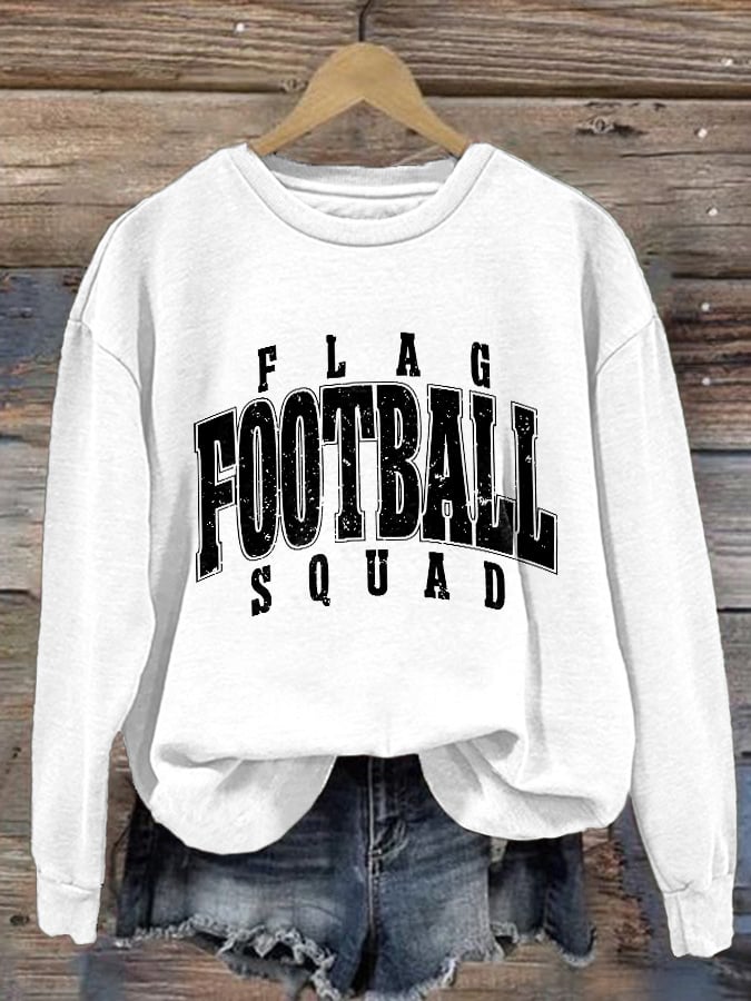 Retro Flag Football Squad Print Sweatshirt