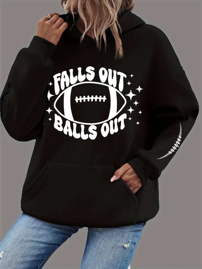 Women's Falls Out Balls Out Football Print Casual Sweatshirt