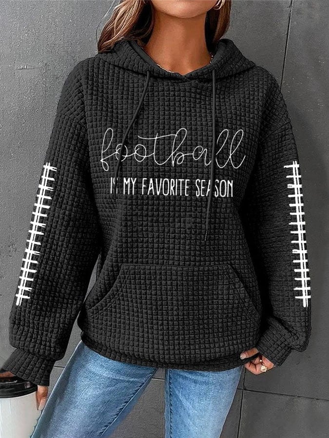 Women's Football Is My Favourite Season Casual Waffle Hoodie