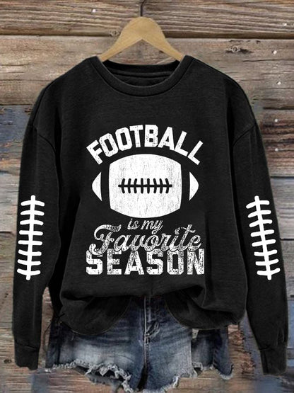 Women's Football Print Round Neck Sweatshirt