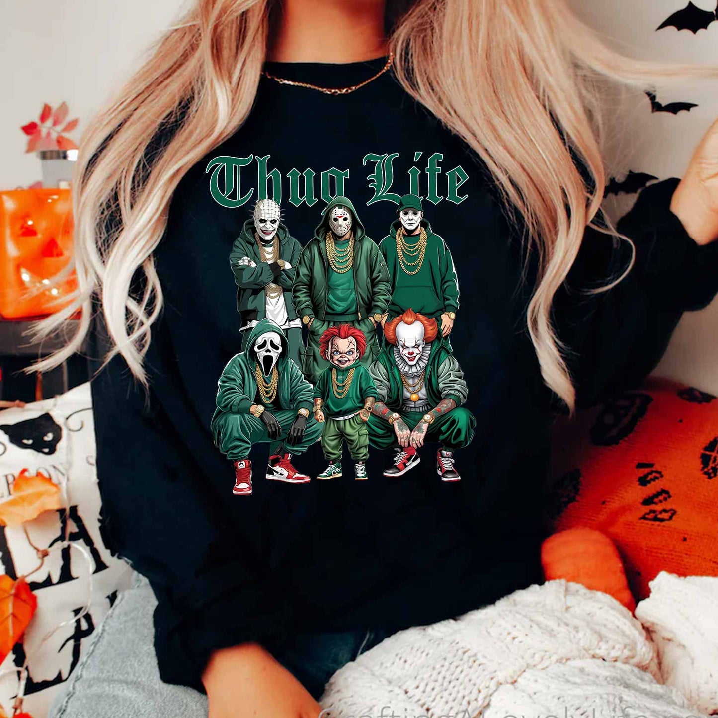 Thug Life Horror Green - Sweatshirt. Tshirt. Hoodie