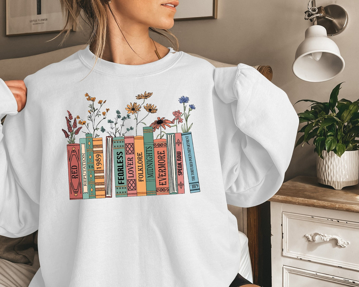 Swiftie Albums As Books Sweatshirt with the Last Album