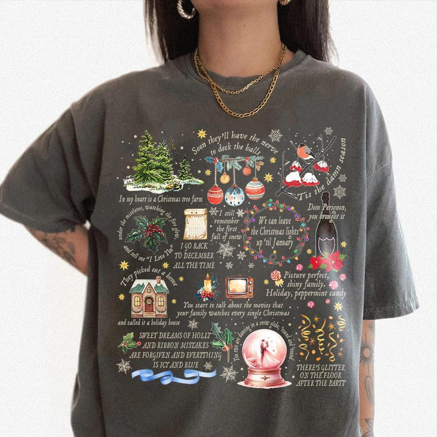 Swiftie Collage with Chrismas Symbols & Lyrics, Swiftie Sweatshirt