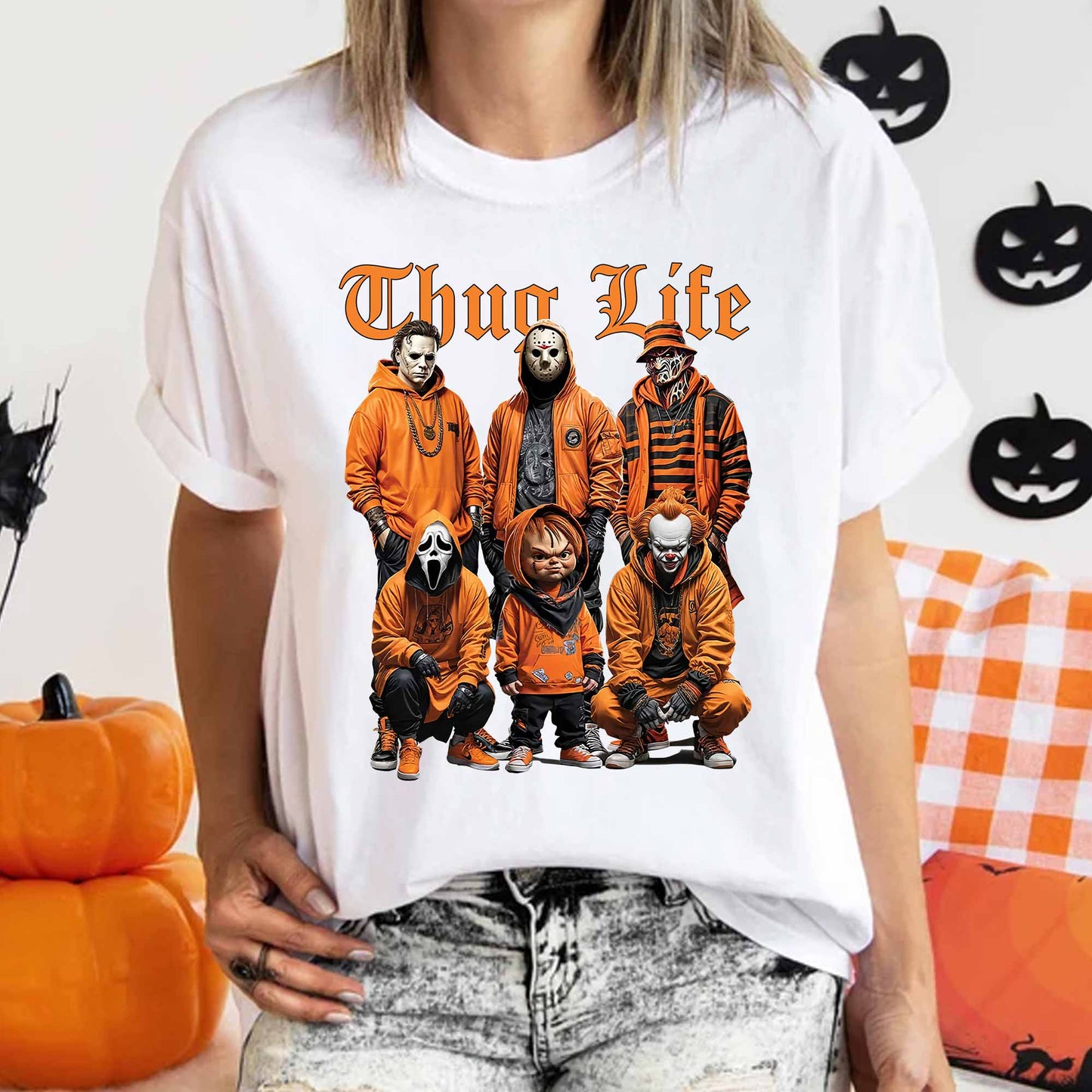 Thug Life Horror Orange - Sweatshirt. Tshirt. Hoodie