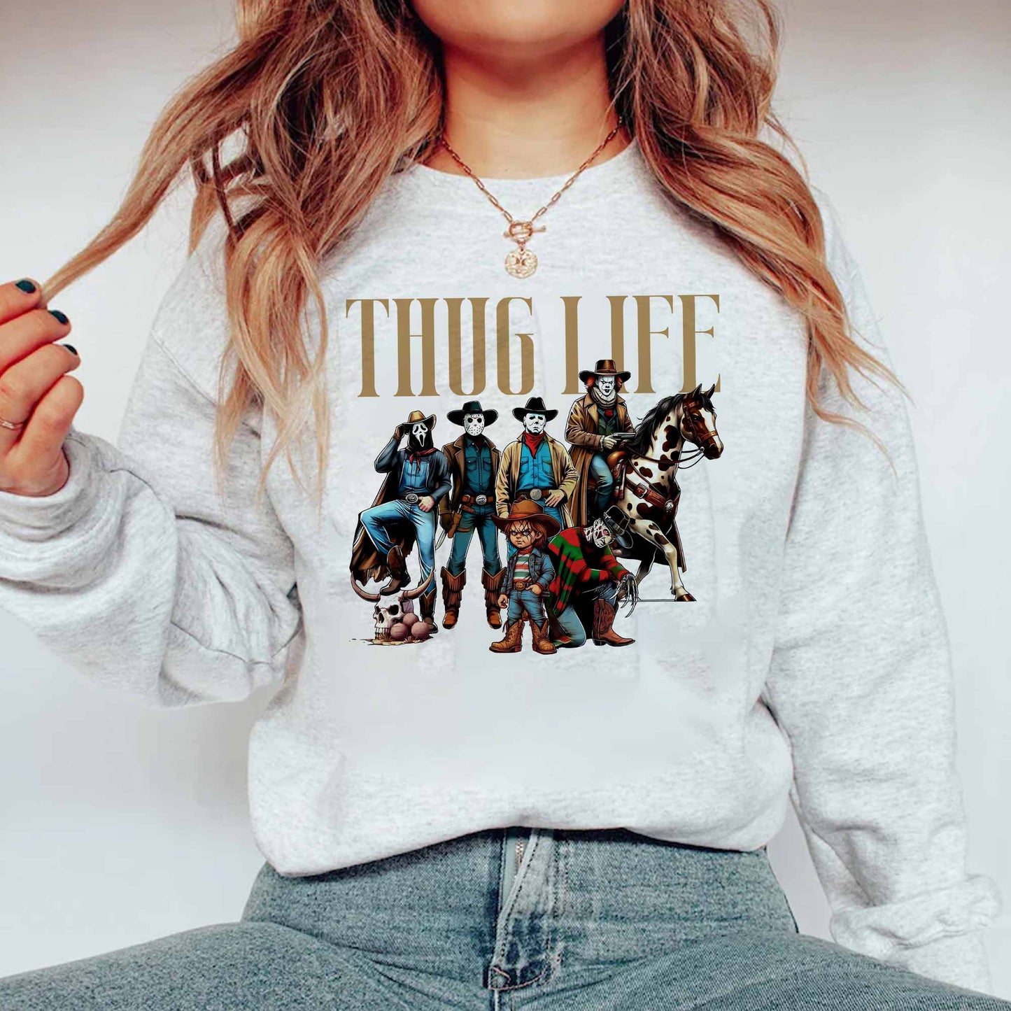 Thug Life Horror Cowboy - Sweatshirt. Tshirt. Hoodie